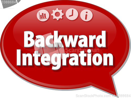 Image of Backward Integration  Business term speech bubble illustration