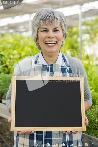 Image of Elderly woman in a green house