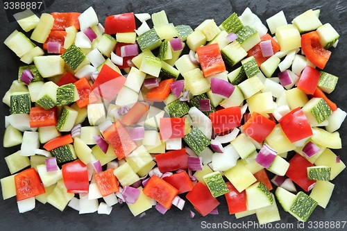 Image of Diced vegetables.