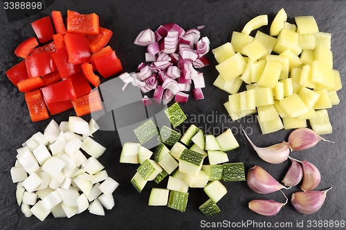 Image of Diced vegetables.