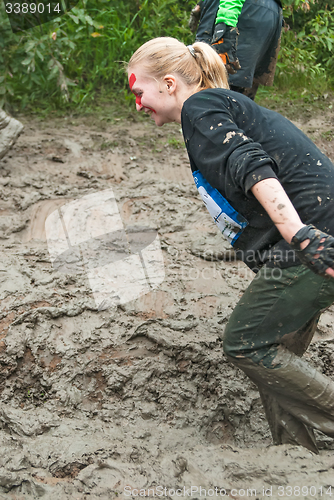 Image of Attractive girl in extrime racing