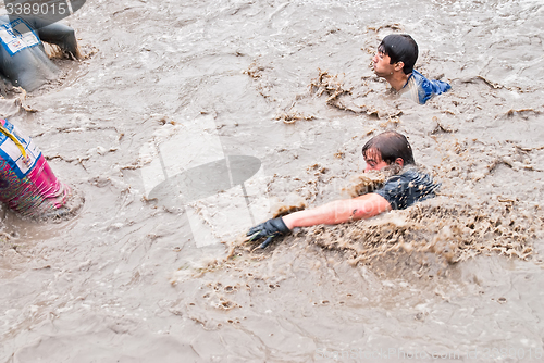 Image of Sportsmen swim in extrim race. Steel Character