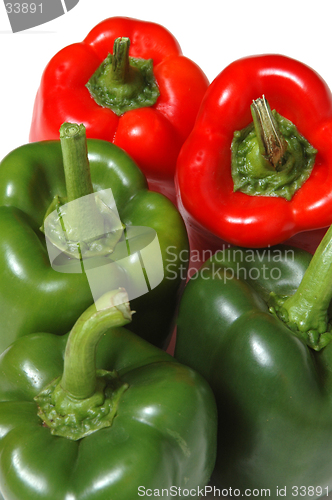 Image of red and green peppers