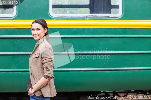 Image of travel portrait of a pretty woman