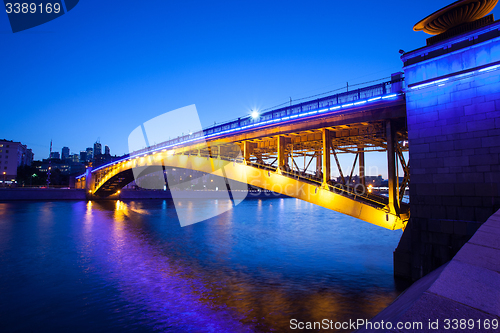 Image of Night Moscow landscape with Smolensky Metro Bridge