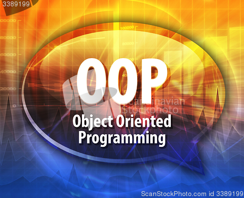 Image of OOP acronym definition speech bubble illustration