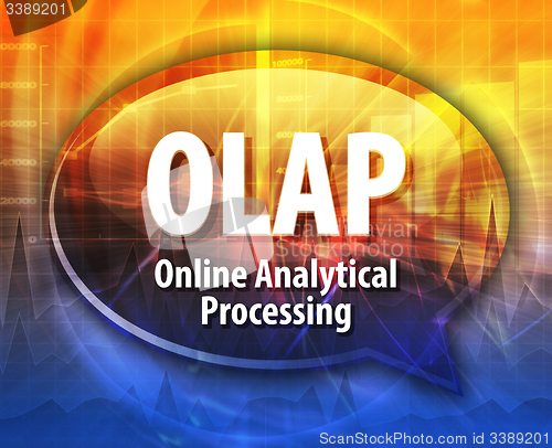 Image of OLAP acronym definition speech bubble illustration