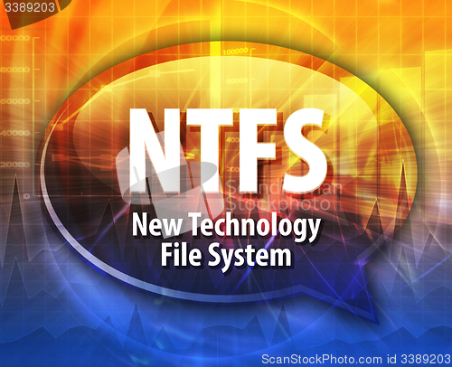 Image of NTFS acronym definition speech bubble illustration