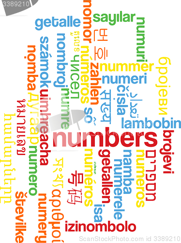 Image of Numbers multilanguage wordcloud background concept