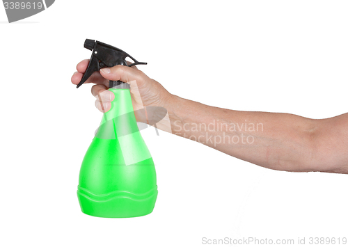 Image of Sprayer in the hand of an old woman