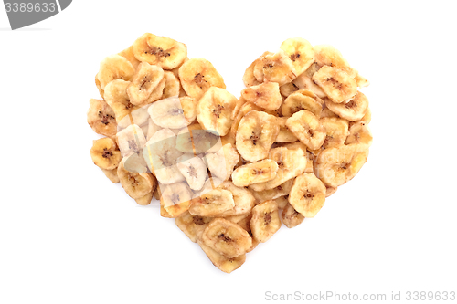 Image of Dried banana chips in a heart shape