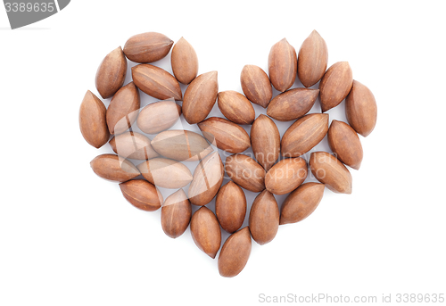 Image of Pecan nuts in a heart shape