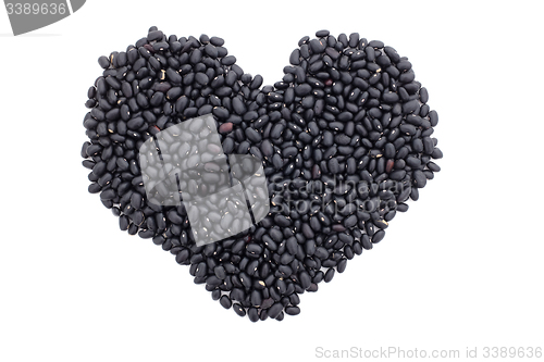 Image of Black turtle beans in a heart shape