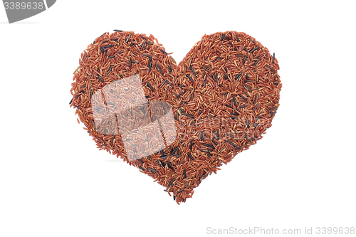 Image of Red camargue rice in a heart shape