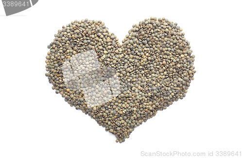 Image of Marbled dark green lentils in a heart shape