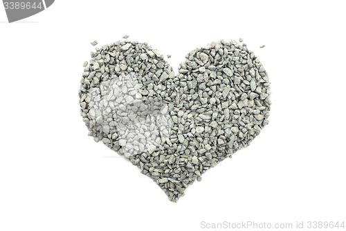 Image of Cambrian green small stones in a heart shape