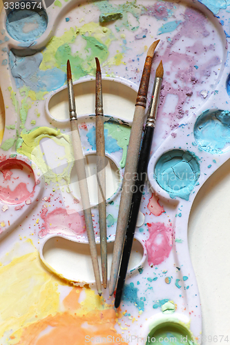 Image of Paint Brushes at Palette