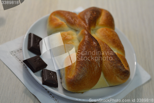 Image of bun with a creamy chocolate filling