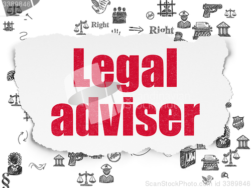 Image of Law concept: Legal Adviser on Torn Paper background