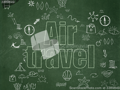 Image of Tourism concept: Air Travel on School Board background