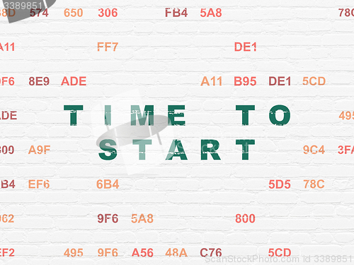 Image of Time concept: Time to Start on wall background