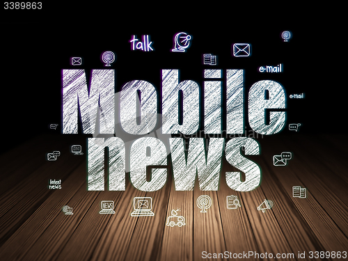 Image of News concept: Mobile News in grunge dark room