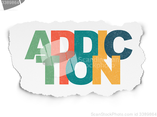 Image of Medicine concept: Addiction on Torn Paper background