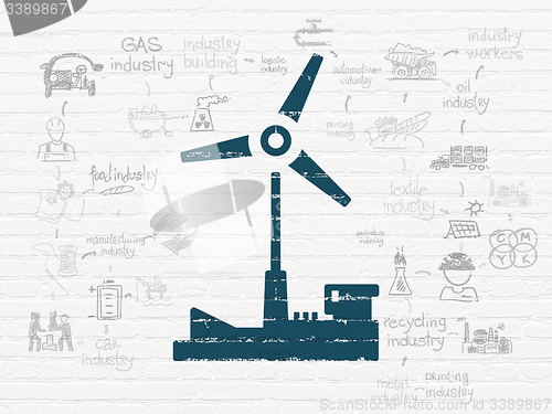 Image of Manufacuring concept: Windmill on wall background