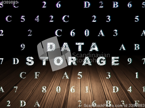 Image of Information concept: Data Storage in grunge dark room