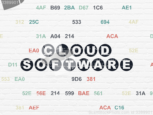 Image of Cloud networking concept: Cloud Software on wall background