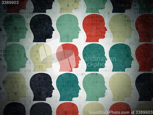 Image of Data concept: Head icons on Digital Paper background