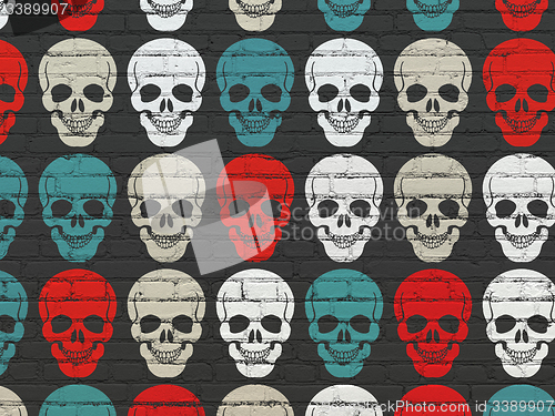 Image of Healthcare concept: Scull icons on wall background