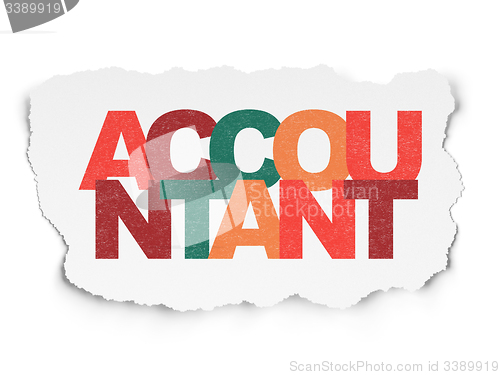 Image of Money concept: Accountant on Torn Paper background