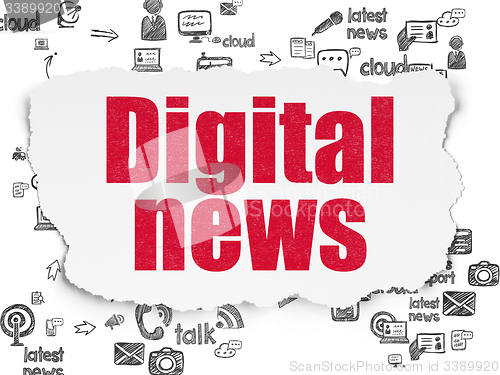 Image of News concept: Digital News on Torn Paper background