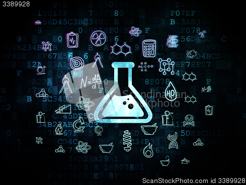 Image of Science concept: Flask on Digital background