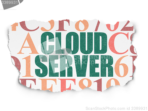Image of Cloud computing concept: Cloud Server on Torn Paper background
