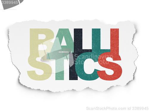 Image of Science concept: Ballistics on Torn Paper background