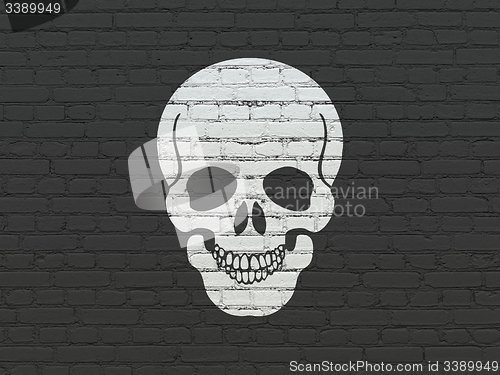 Image of Healthcare concept: Scull on wall background