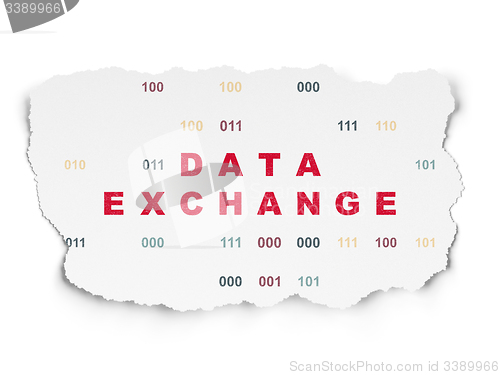 Image of Information concept: Data Exchange on Torn Paper background