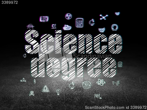 Image of Science concept: Science Degree in grunge dark room