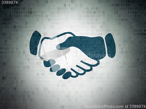 Image of Politics concept: Handshake on Digital Paper background