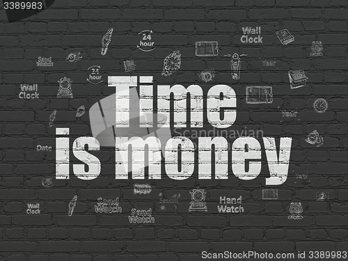 Image of Timeline concept: Time Is money on wall background