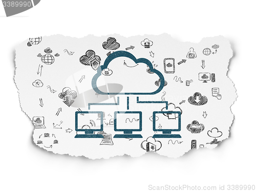 Image of Cloud technology concept: Cloud Network on Torn Paper background