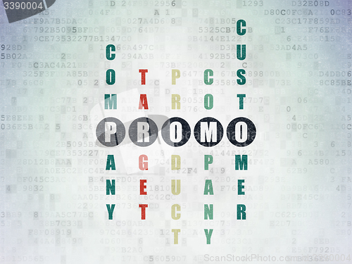 Image of Marketing concept: word Promo in solving Crossword Puzzle