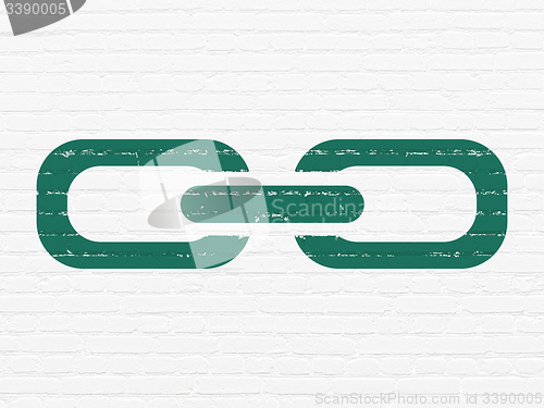 Image of Web development concept: Link on wall background