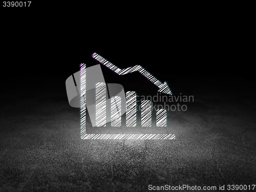 Image of News concept: Decline Graph in grunge dark room