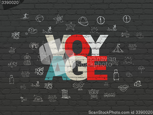 Image of Vacation concept: Voyage on wall background