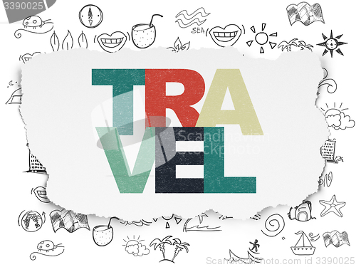 Image of Vacation concept: Travel on Torn Paper background