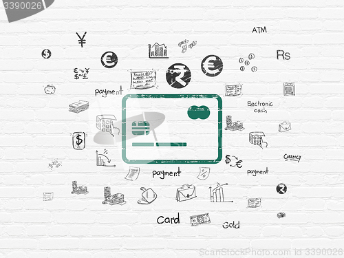 Image of Currency concept: Credit Card on wall background