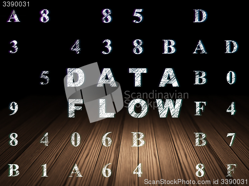 Image of Data concept: Data Flow in grunge dark room